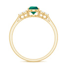 Rosec Jewels-Pear Shaped Created Emerald Solitaire Engagement Ring with Diamond Trio