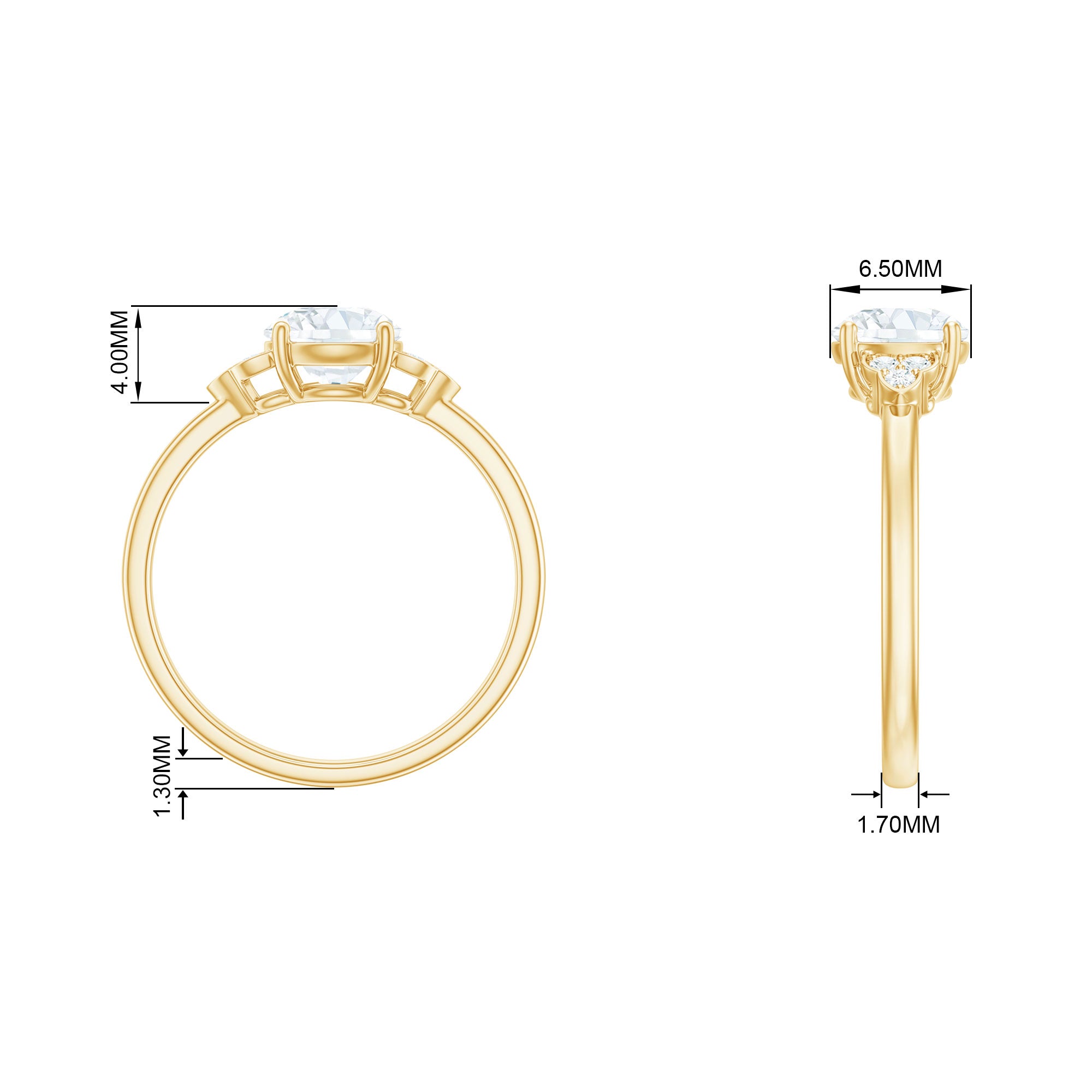 Rosec Jewels-1.25 CT Round Simulated Diamond Solitaire Engagement Ring