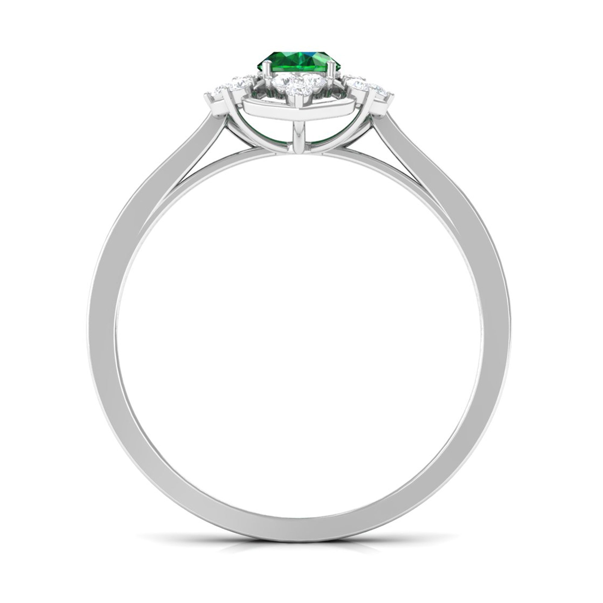 Rosec Jewels-Vintage Style Created Emerald and Diamond Flower Engagement Ring