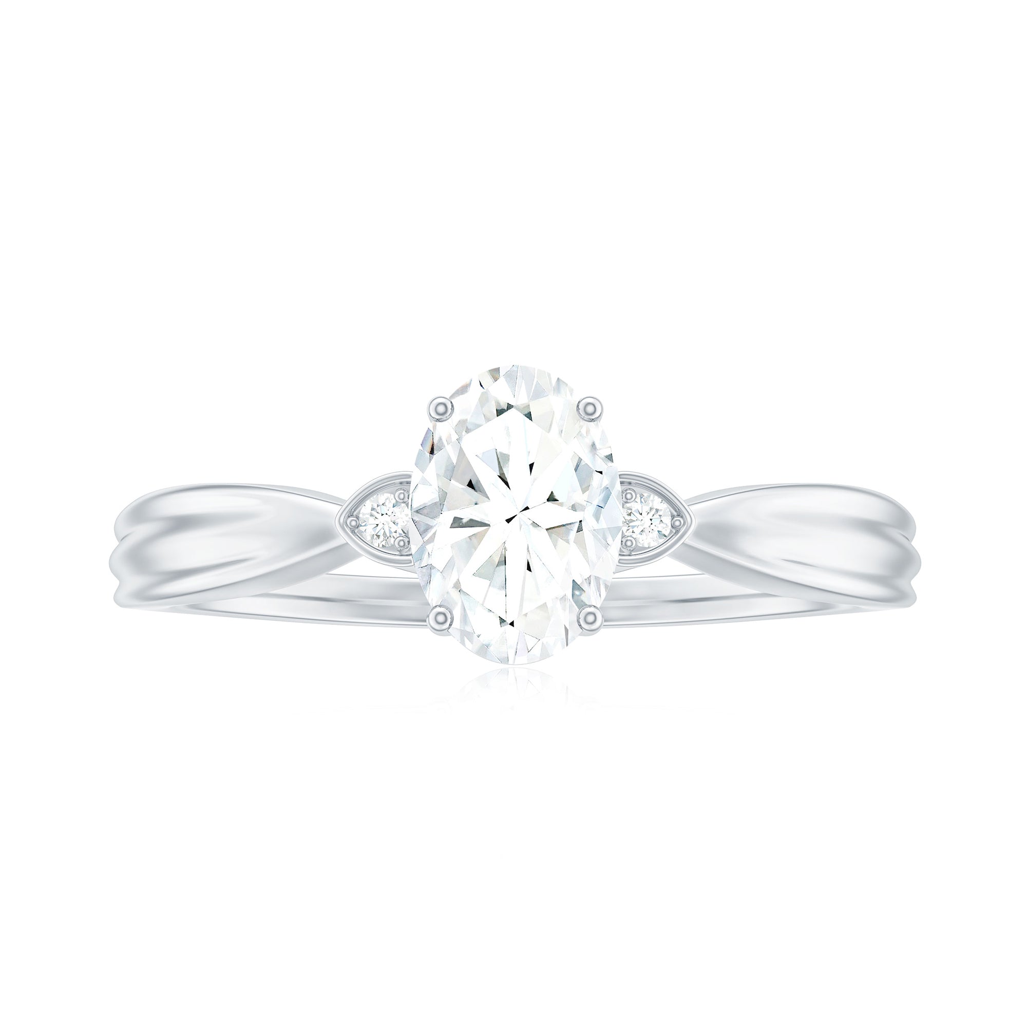 Rosec Jewels-Oval Moissanite Simple Solitaire Engagement Ring