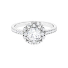 Rosec Jewels-1.5 CT Round Certified Moissanite Flower Engagement Ring