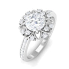 Rosec Jewels-1.5 CT Round Certified Moissanite Flower Engagement Ring