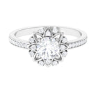 Rosec Jewels-1.5 CT Round Certified Zircon Flower Engagement Ring