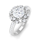 Rosec Jewels-1.5 CT Round Certified Zircon Flower Engagement Ring