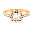 Rosec Jewels-1.5 CT Round Certified Zircon Flower Engagement Ring