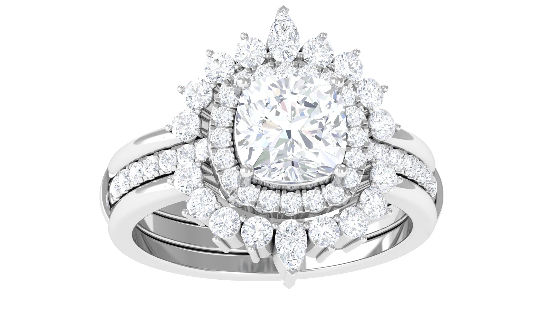 Rosec Jewels-3.75 CT Cushion Zircon Vintage Inspired Wedding Ring Set