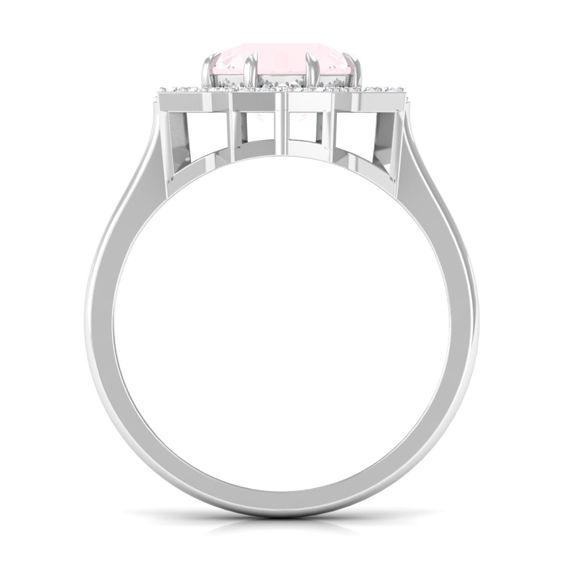 Rosec Jewels-2.5 CT Rose Quartz Star Shape Engagement Ring with Diamond