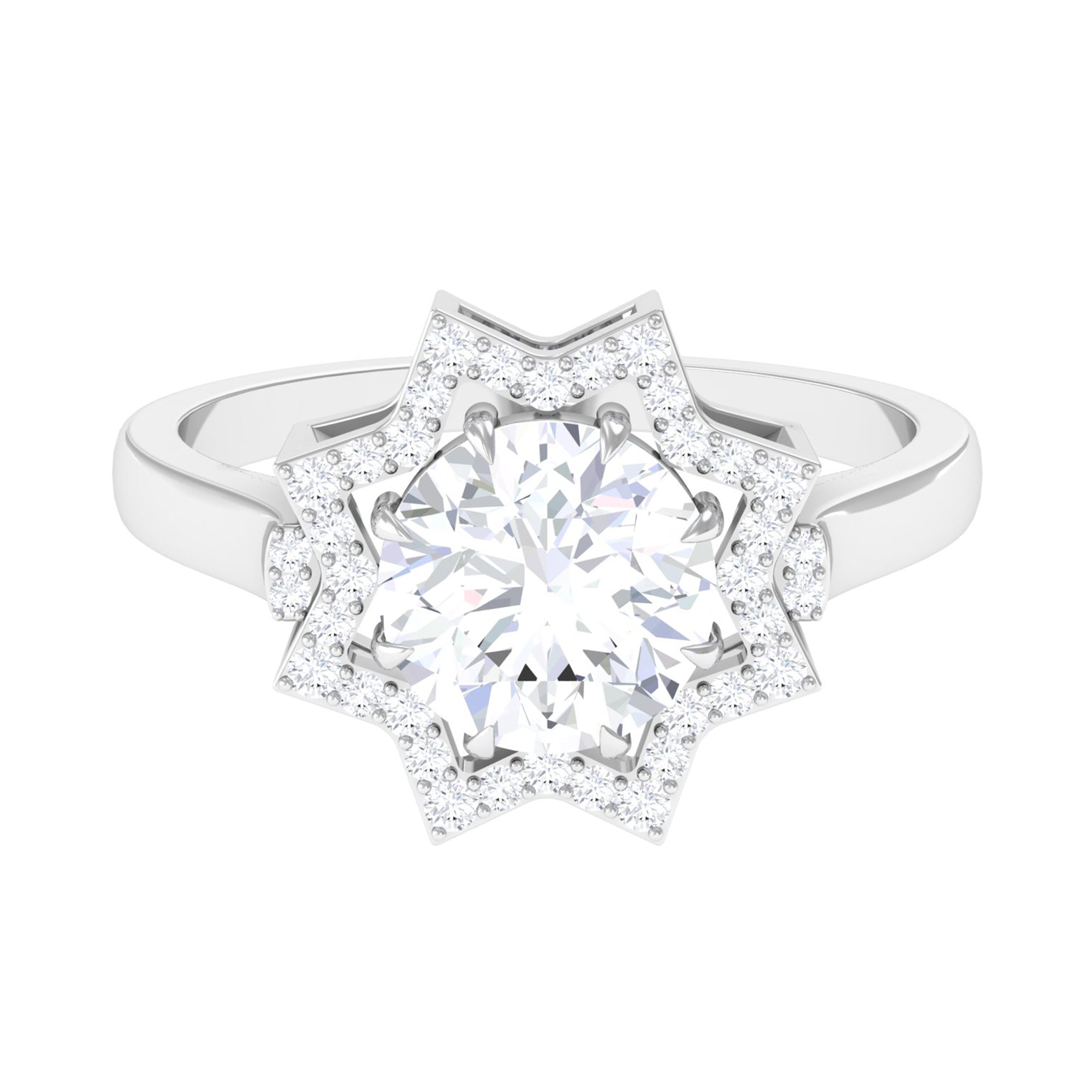 Rosec Jewels-2.75 CT Cubic Zirconia Star Shape Engagement Ring in Gold