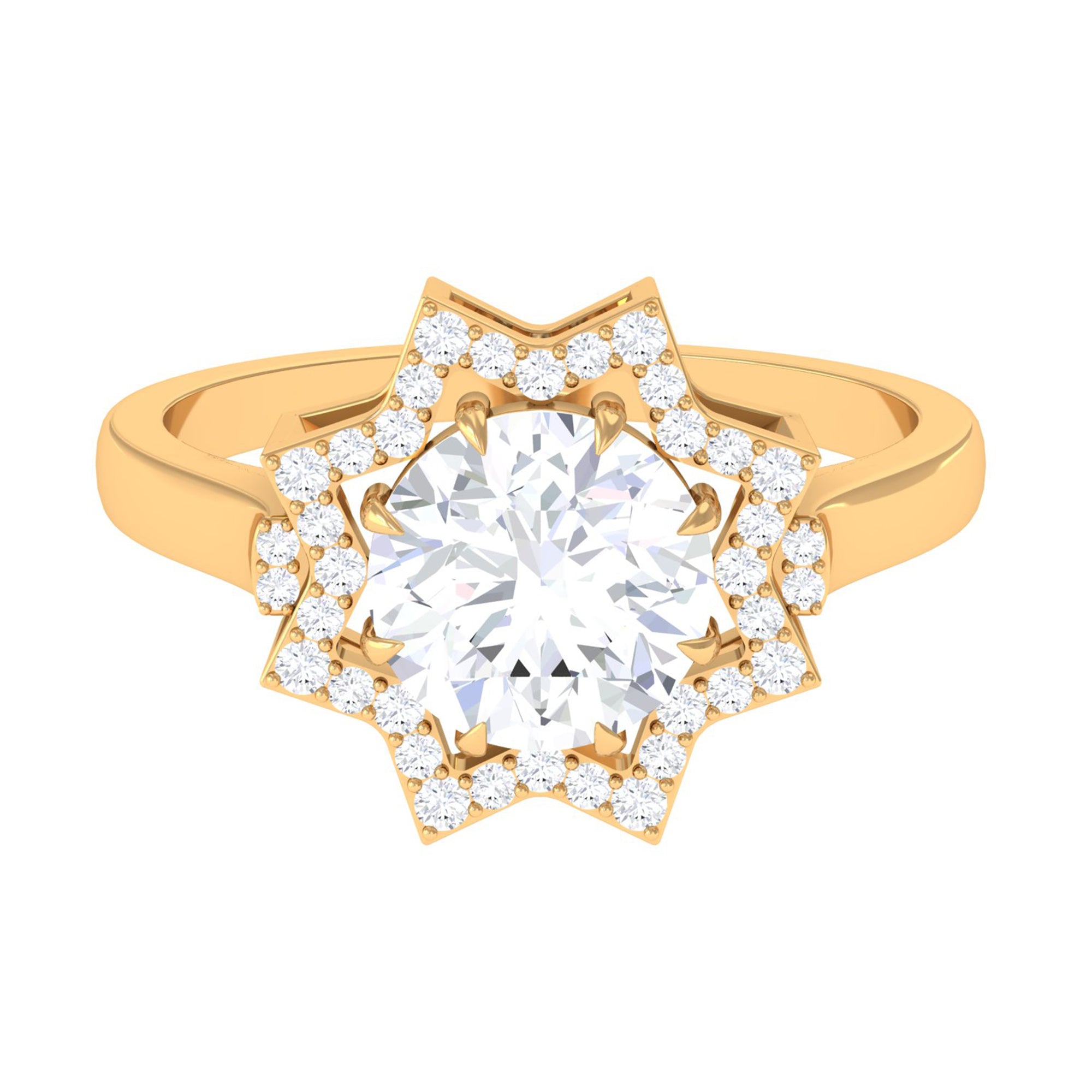 Rosec Jewels-2.75 CT Cubic Zirconia Star Shape Engagement Ring in Gold