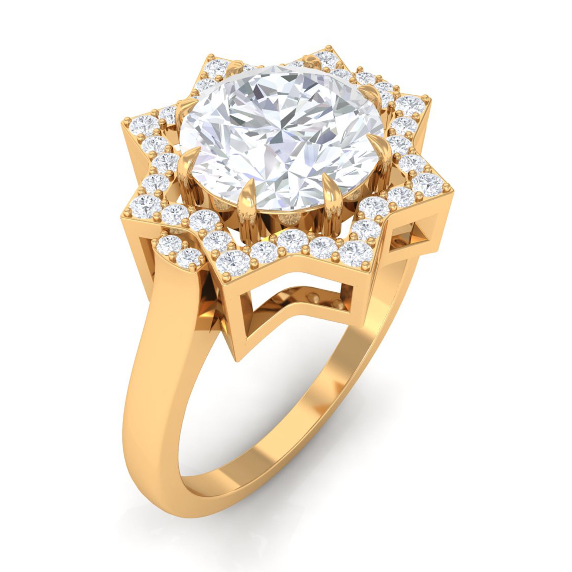 Rosec Jewels-2.75 CT Cubic Zirconia Star Shape Engagement Ring in Gold