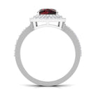 Rosec Jewels-Cushion Cut Garnet Double Halo Engagement Ring with Diamond