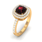 Rosec Jewels-Cushion Cut Garnet Double Halo Engagement Ring with Diamond