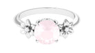 Rosec Jewels-2 CT Round Rose Quartz Solitaire Flower Engagement Ring with Diamond