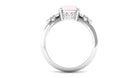 Rosec Jewels-2 CT Round Rose Quartz Solitaire Flower Engagement Ring with Diamond