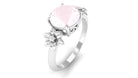 Rosec Jewels-2 CT Round Rose Quartz Solitaire Flower Engagement Ring with Diamond