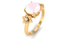 Rosec Jewels-2 CT Round Rose Quartz Solitaire Flower Engagement Ring with Diamond