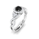 Rosec Jewels-Vintage Crossover Engagement Ring with Created Black Diamond and Diamond