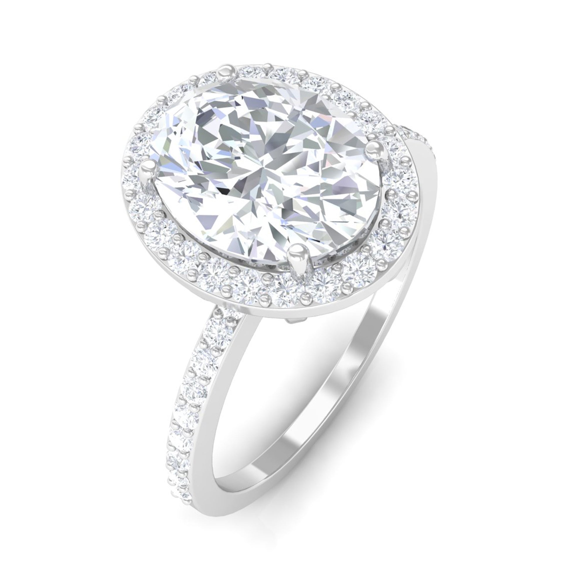 Rosec Jewels-Oval Zircon Classic Halo Engagement Ring