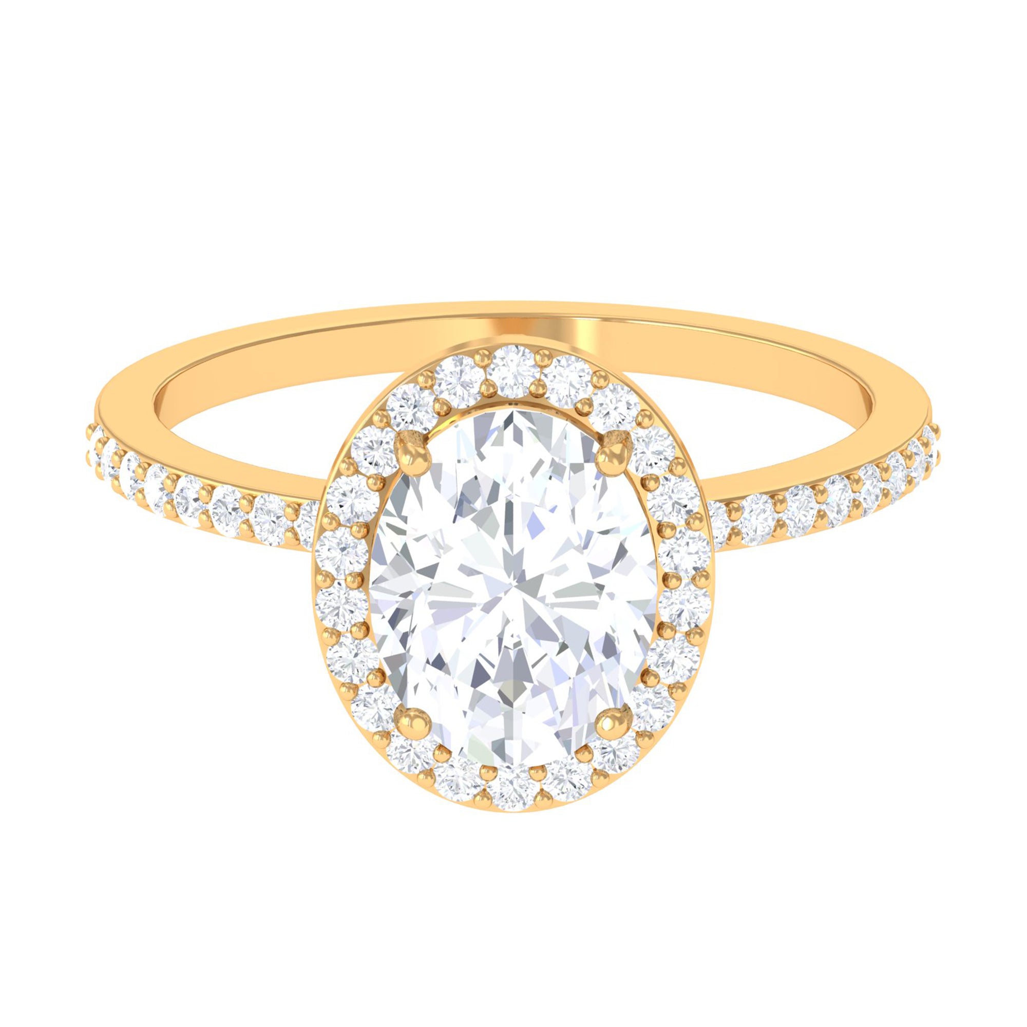 Rosec Jewels-Oval Zircon Classic Halo Engagement Ring