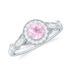 Rosec Jewels-Rose Quartz and Diamond Antique Style Engagement Ring