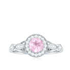 Rosec Jewels-Rose Quartz and Diamond Antique Style Engagement Ring