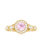 Rosec Jewels-Rose Quartz and Diamond Antique Style Engagement Ring