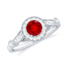 Rosec Jewels-Created Ruby and Diamond Antique Style Engagement Ring