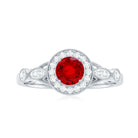 Rosec Jewels-Created Ruby and Diamond Antique Style Engagement Ring