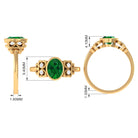 Rosec Jewels-Bezel Set Oval Created Emerald Statement Engagement Ring with Diamond