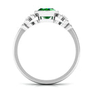 Rosec Jewels-Bezel Set Oval Created Emerald Statement Engagement Ring with Diamond