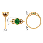 Rosec Jewels-Bezel Set Oval Created Emerald Statement Engagement Ring with Diamond