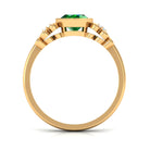 Rosec Jewels-Bezel Set Oval Created Emerald Statement Engagement Ring with Diamond