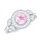 Rosec Jewels-1.50 CT Vintage Inspired Rose Quartz Engagement Ring with Diamond