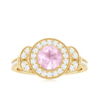 Rosec Jewels-1.50 CT Vintage Inspired Rose Quartz Engagement Ring with Diamond