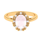 Rosec Jewels-Vintage Inspired Oval Rose Quartz and Diamond Engagement Ring