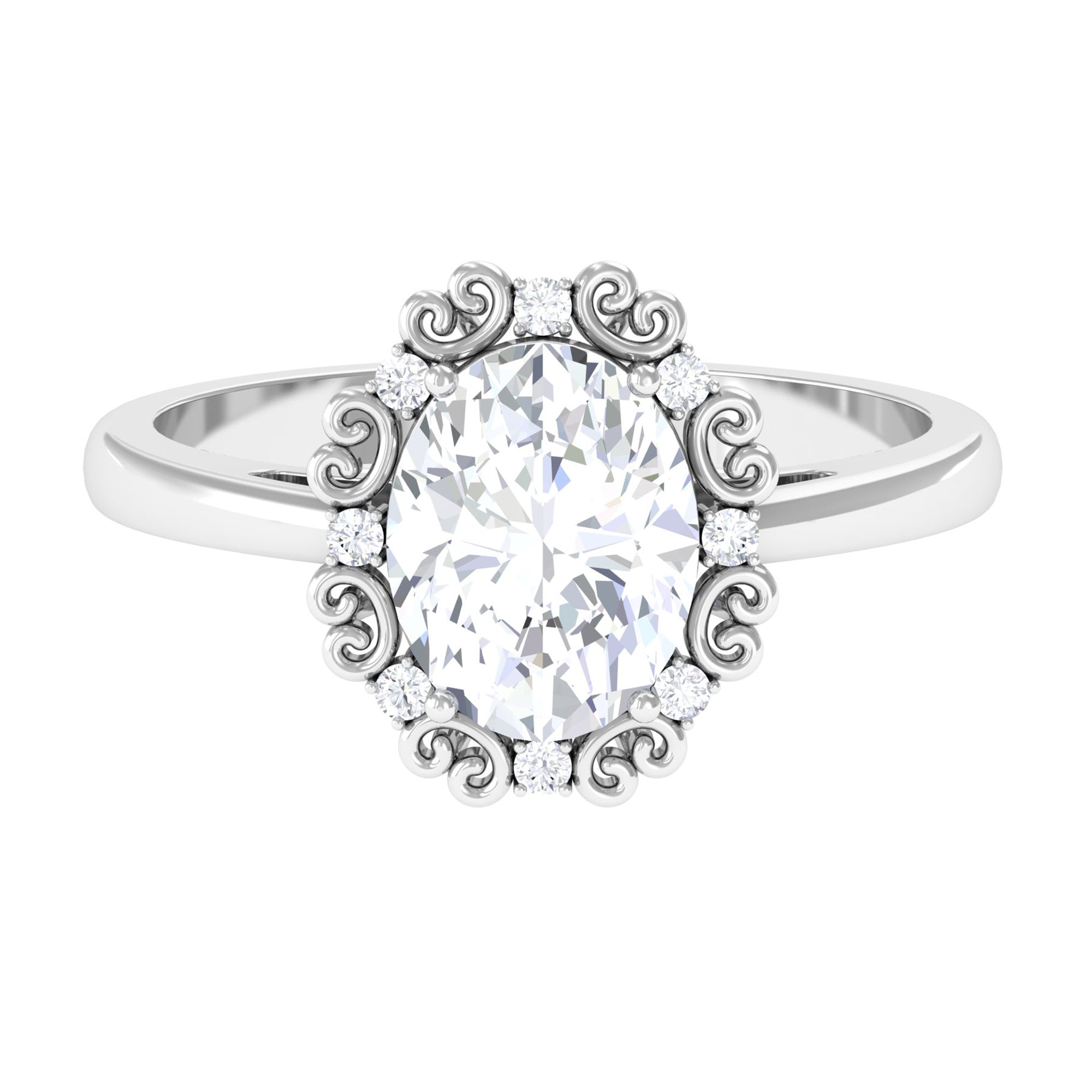 Rosec Jewels-Designer Oval Cubic Zirconia Engagement Ring