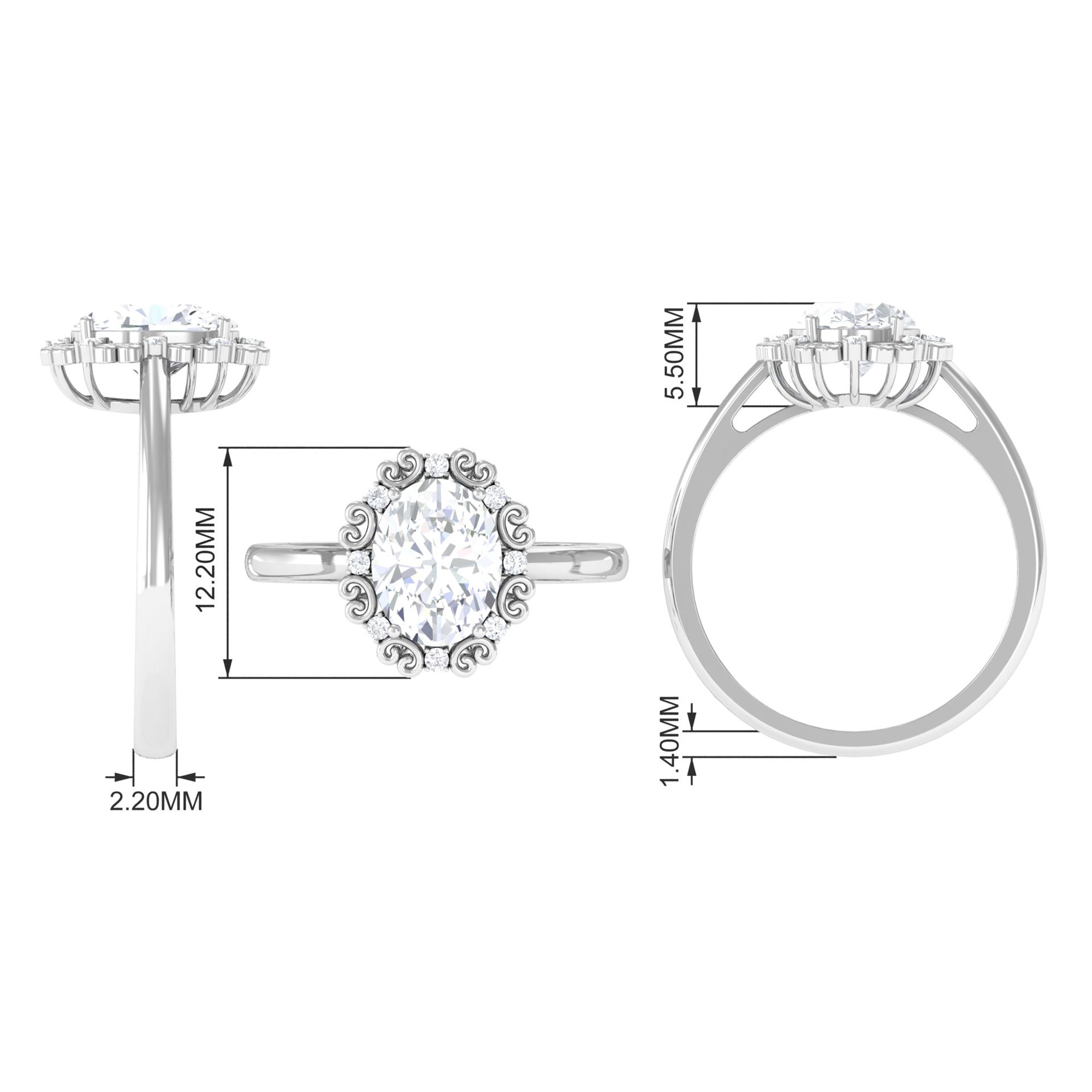 Rosec Jewels-Designer Oval Cubic Zirconia Engagement Ring