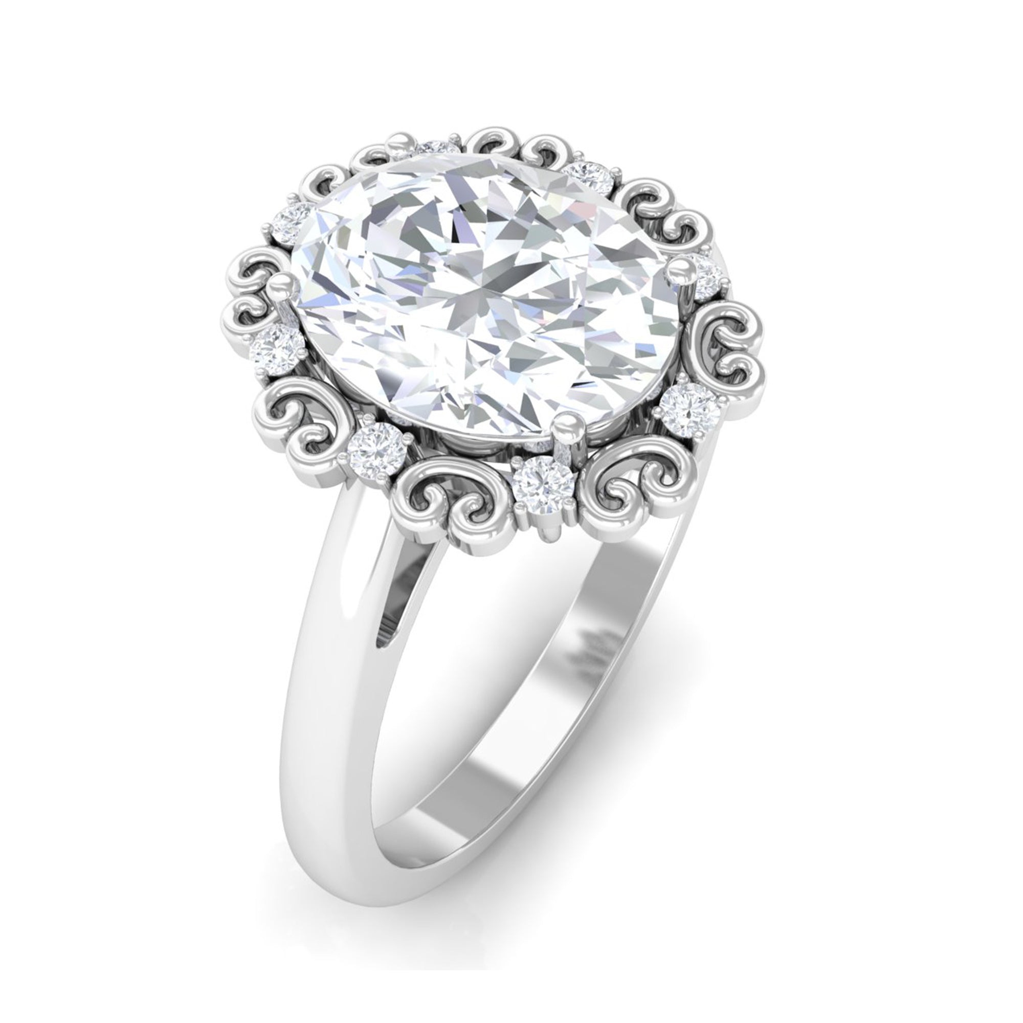 Rosec Jewels-Designer Oval Cubic Zirconia Engagement Ring