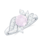 Rosec Jewels-1.25 CT Rose Quartz Flower Engagement Ring with Diamond