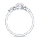 Rosec Jewels-1.25 CT Rose Quartz Flower Engagement Ring with Diamond