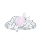 Rosec Jewels-1.25 CT Rose Quartz Flower Engagement Ring with Diamond