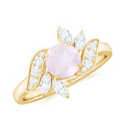 Rosec Jewels-1.25 CT Rose Quartz Flower Engagement Ring with Diamond