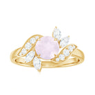 Rosec Jewels-1.25 CT Rose Quartz Flower Engagement Ring with Diamond