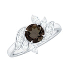 Rosec Jewels-1.25 CT Smoky Quartz Flower Engagement Ring with Diamond