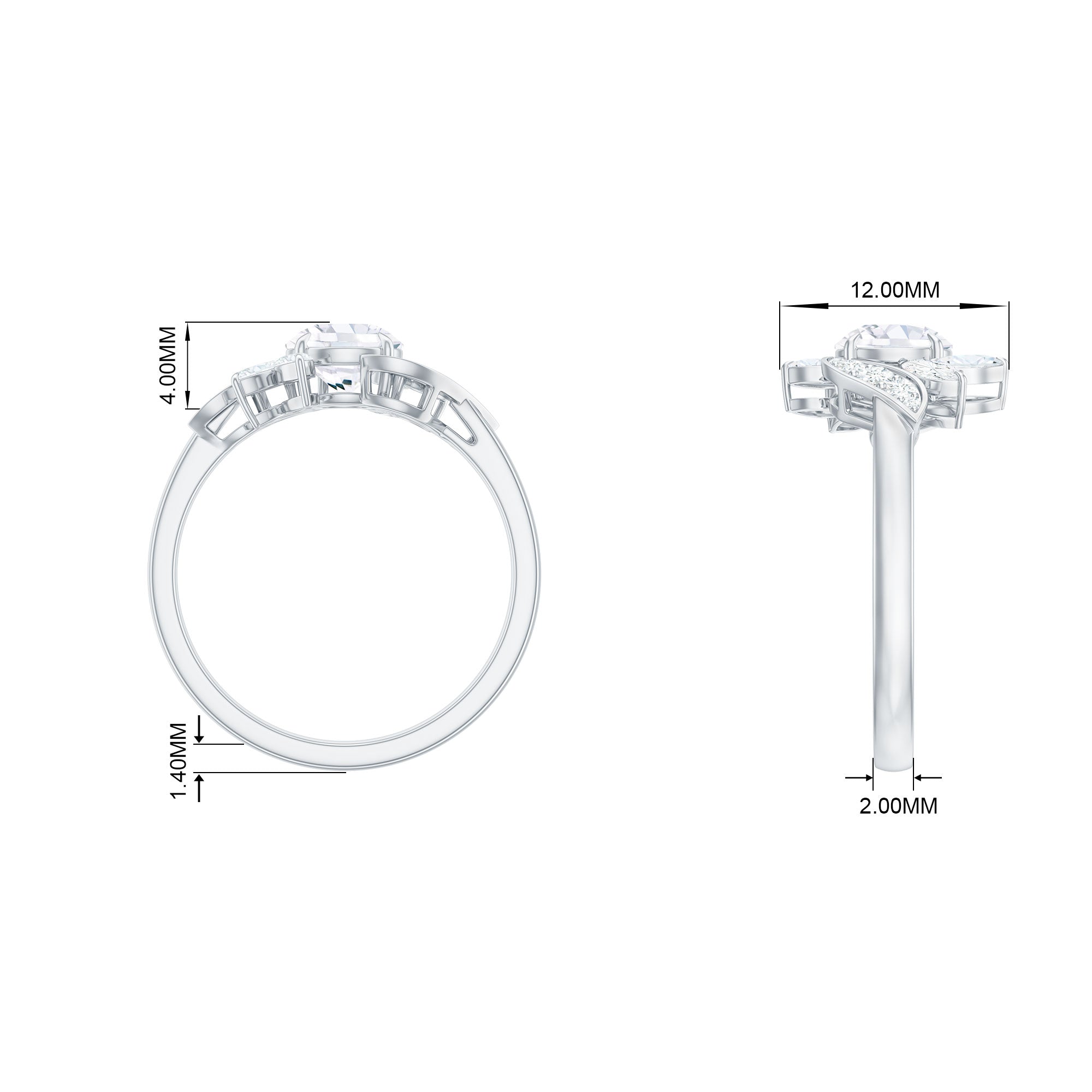 Rosec Jewels-1.75 CT Simulated Diamond Flower Engagement Ring