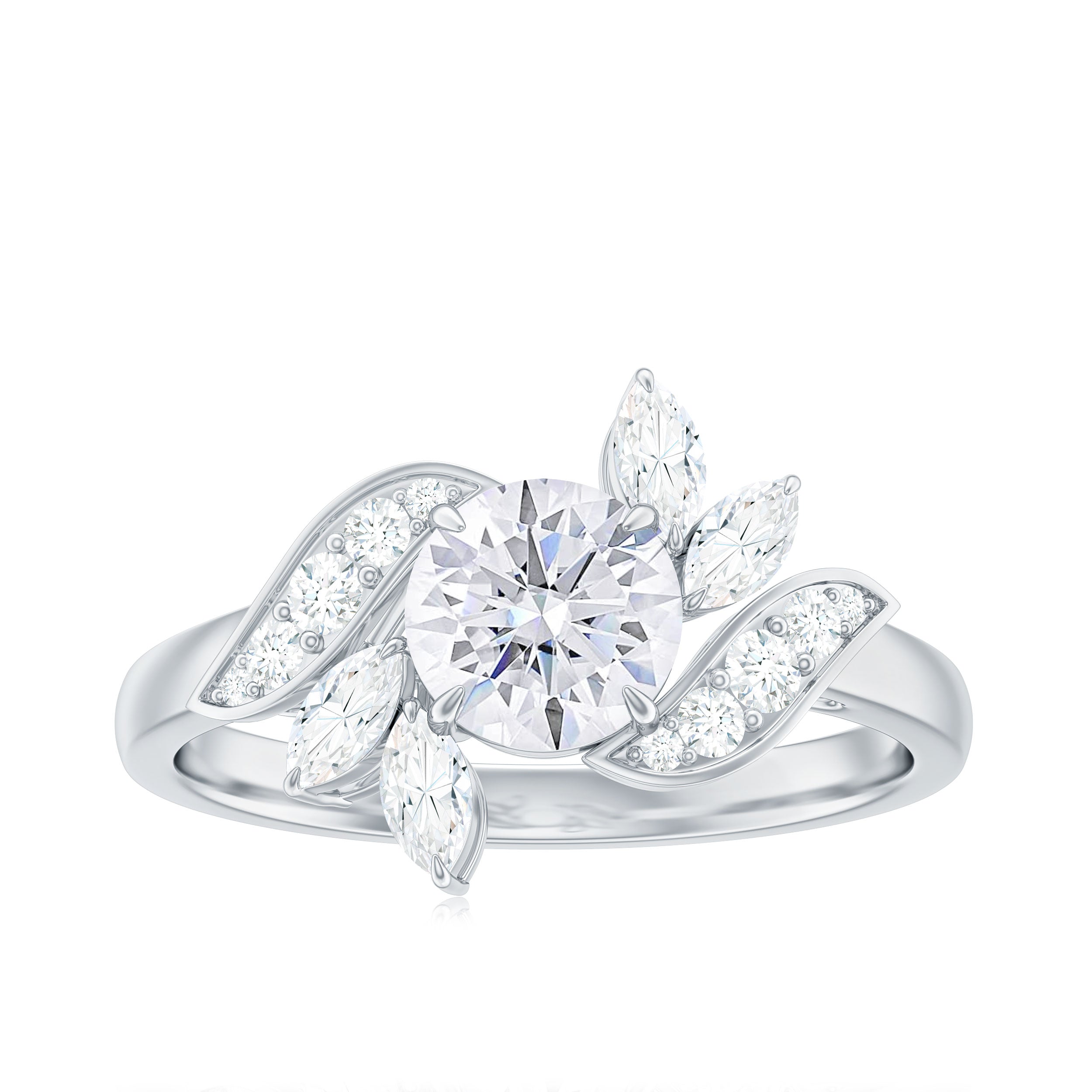 Rosec Jewels-1.75 CT Simulated Diamond Flower Engagement Ring