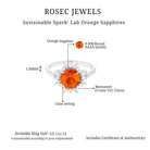 Rosec Jewels-Created Orange Sapphire Cocktail Ring with Moissanite Floral Halo