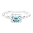 Rosec Jewels-Real Aquamarine Engagement Ring with Diamond Halo