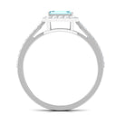 Rosec Jewels-Real Aquamarine Engagement Ring with Diamond Halo