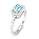 Rosec Jewels-Real Aquamarine Engagement Ring with Diamond Halo